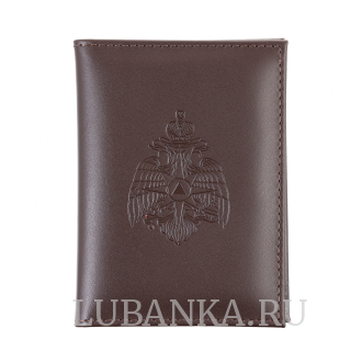 Обложка для автодокументов МЧС с картхолдером коричневая