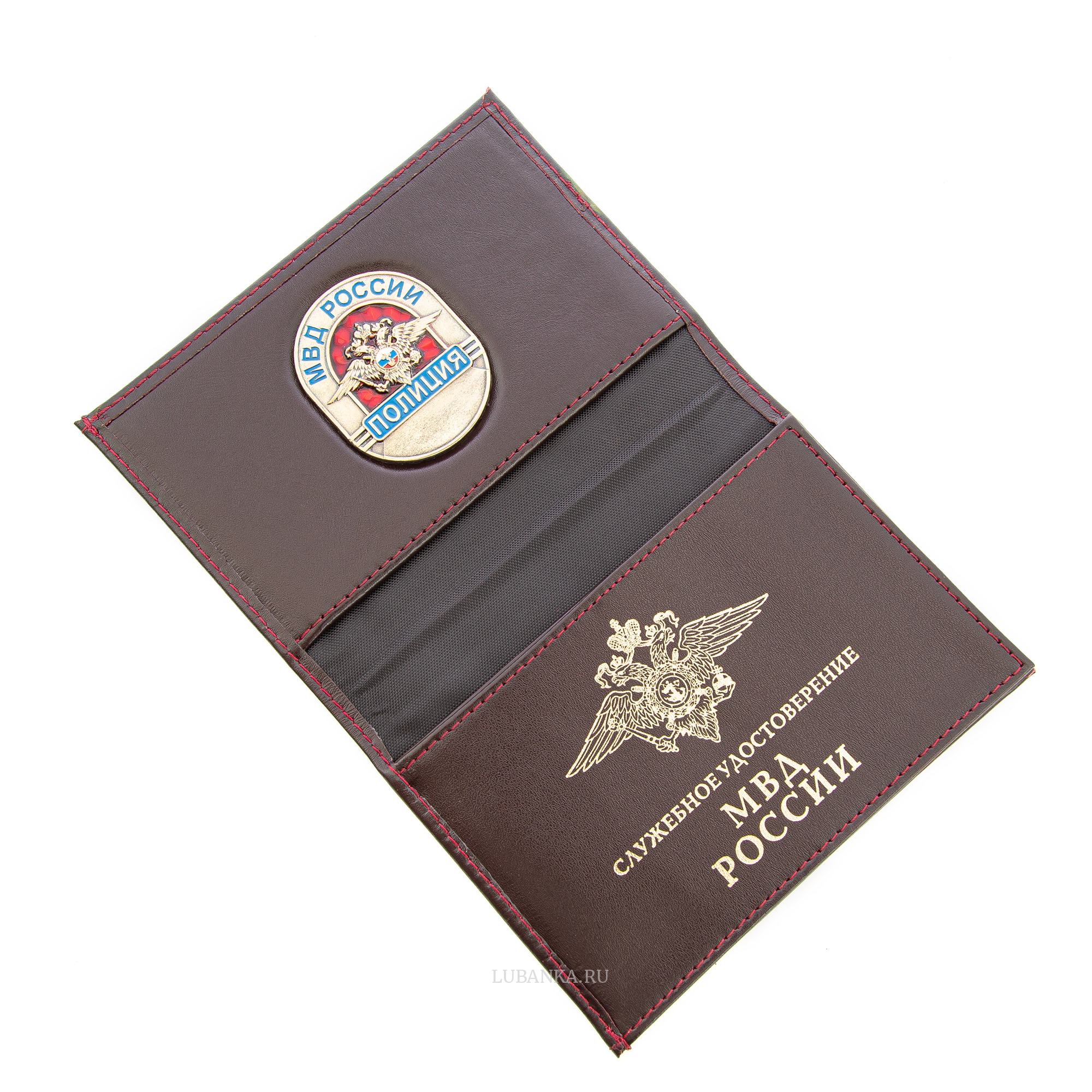 Обложка для автодокументов и удостоверения Полиция с жетоном бордовая